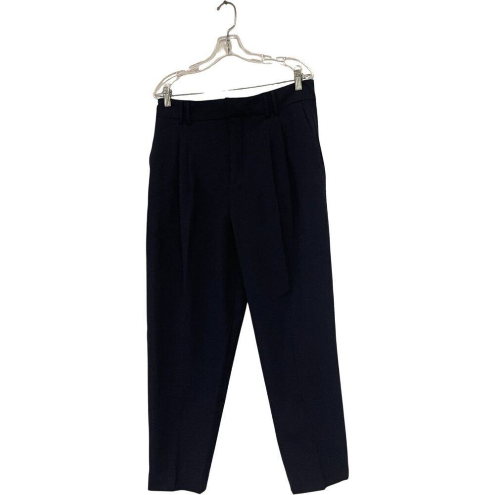 Zara Womens Trousers Pants Size EU 44 US 12 Navy Blue Straight Leg 7290/040 NWT